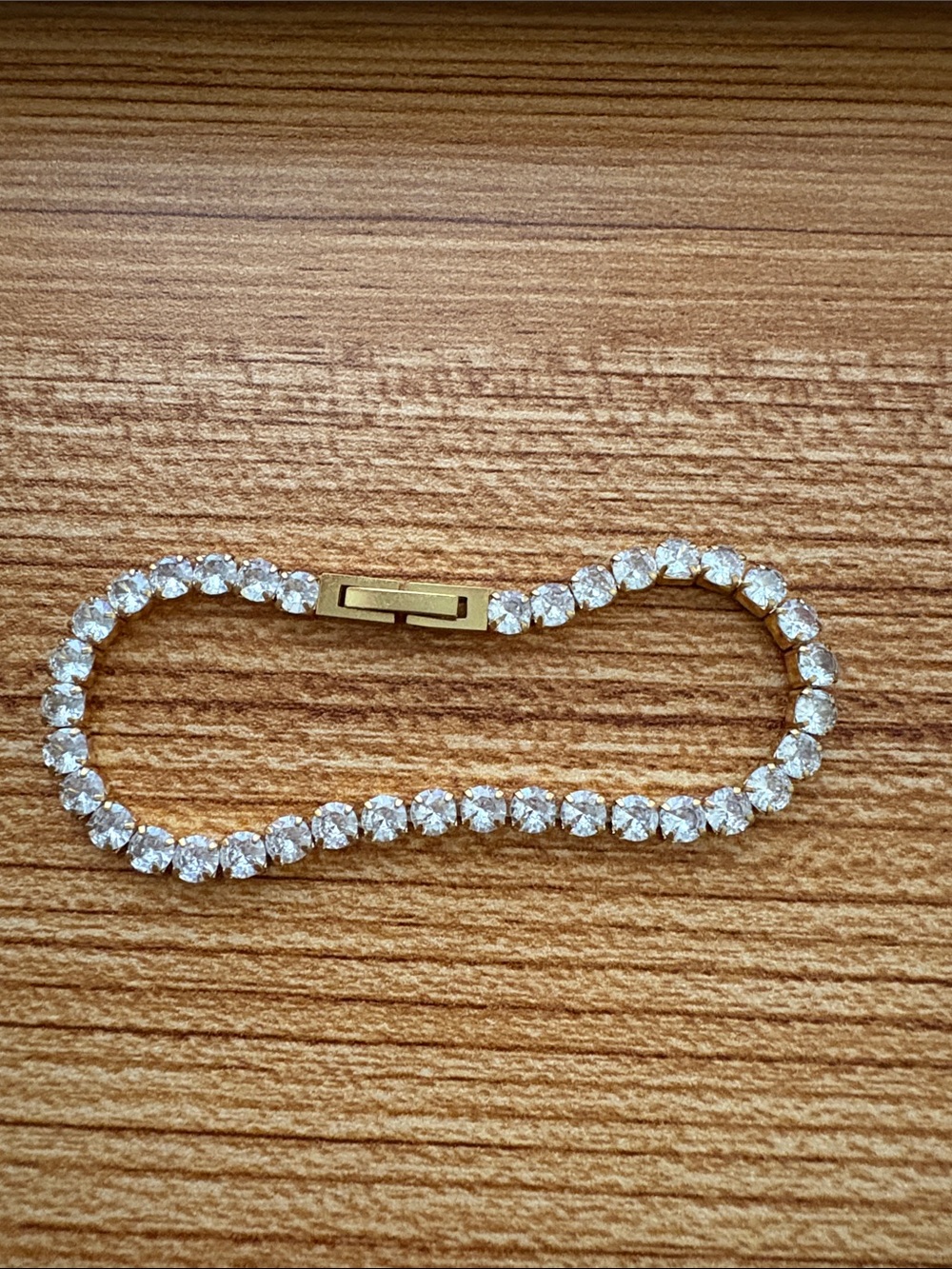 Faux Diamond Stainless Steel Tennis Bracelet
